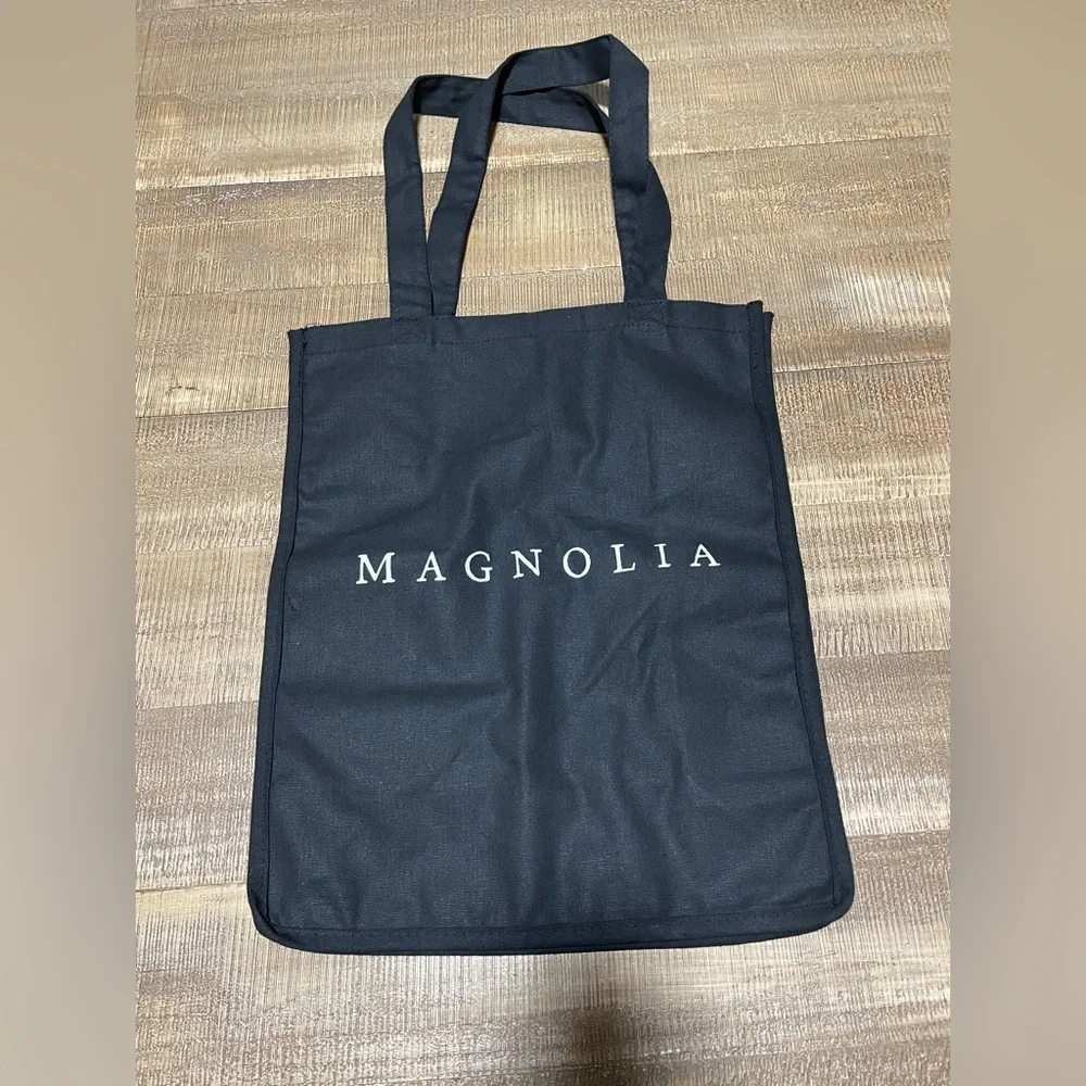 Magnolia Black Tote Bag with White Magnolia Silos Logo